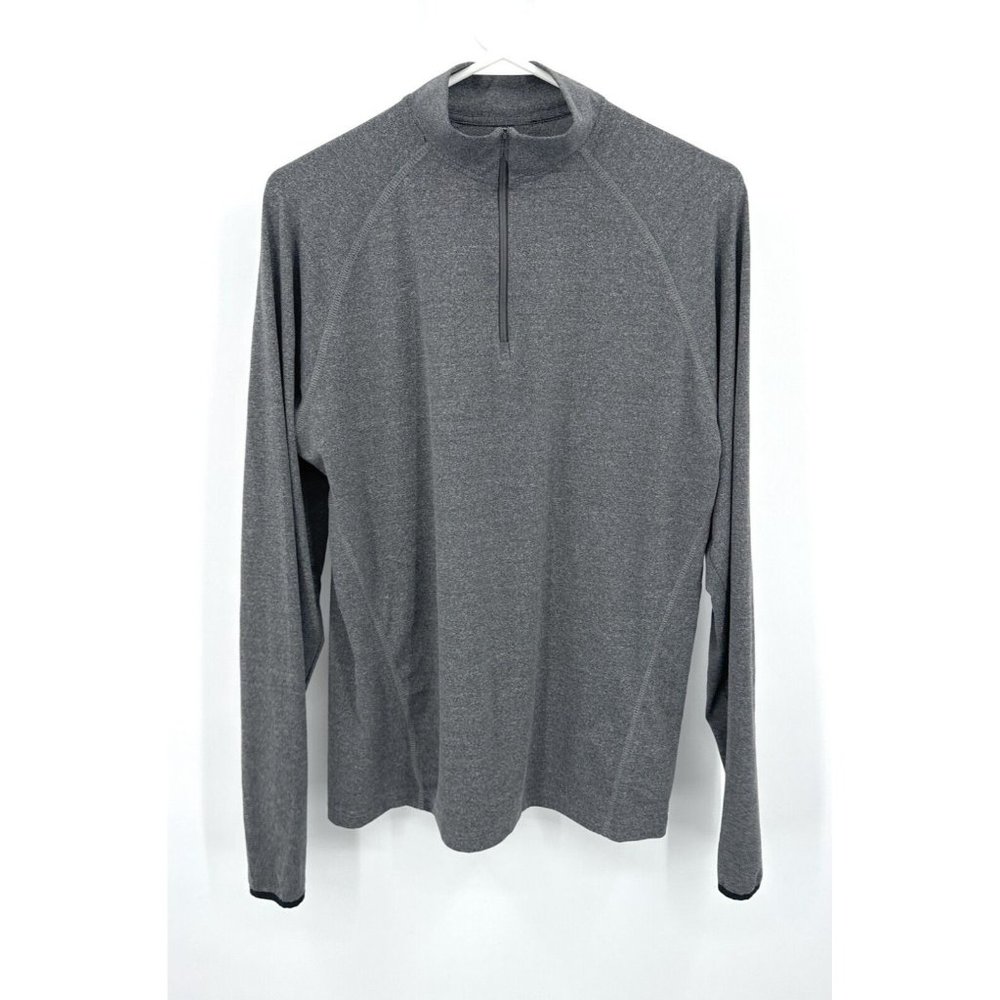 01.ALGO Performance 1/4 Zip Sweater Mens Sz M‎ Gray Active Mock Neck
